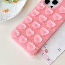 New Fashion Heart-Shaped Glitter Suction Cup Soft Silicone Large Hole Skin-Friendly Phone Case Compatible With IPhone 17 Pro Max, 16 Pro, 15 Pro Max, 14 Pro, 13 Pro Max, Anti-Fall Protective Cover With Lanyard - Multicolor - View 4
