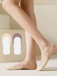 1/2/5/6 Pairs High Heel Invisible Socks, Silky Half-Palm Non-Slip Invisible Socks, Low-Cut Boat Socks For Flats & Sandals, Anti-Chafing - Multicolor - View 10