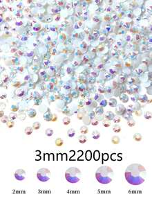 2毫米-6毫米树脂水钻，平底钻石，果冻白AB非热熔水晶钻，适用于DIY工艺品、杯子、瓶子、玻璃杯、服装、散装闪亮水晶石、工艺装饰 - 果凍白AB - 查看 9