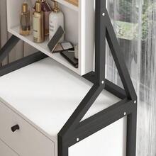 360° Jewelry Cabinet With Full-Length Mirror, Rotating Jewelry Cabinet With 2 Lower Drawers, Free Rotation, Ample Storage Space. - White - View 6
