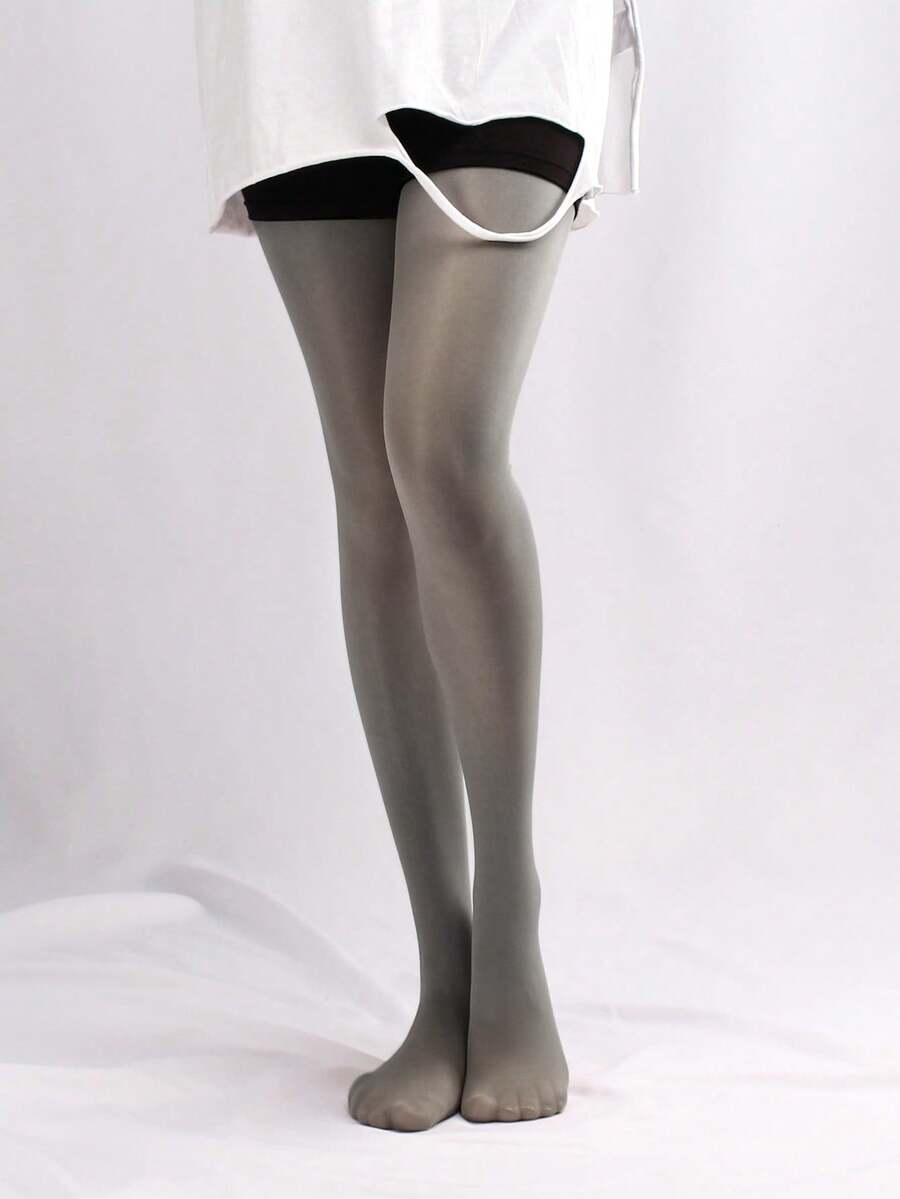 1 đôi quần legging nữ, chất liệu vải bóng mờ 80D. - Xám - Xem 1