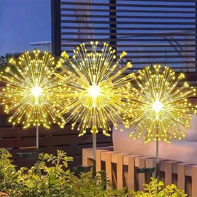 1 Đèn pháo hoa năng lượng mặt trời ngoài trời, chống thấm nước, đèn LED dây đồng, đèn dây trang trí Giáng sinh, đèn lối đi sân vườn.