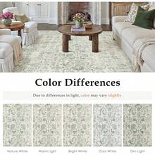 Large Area Rug For Living Room 240x300cm Machine Washable Vintage Distressed Non Slip Carpet Room Decor Grey Retro Floral Accent Throw Large Rug For Office Kitchen Bedroom Dining Room - 復古 | 綠色 - 查看 3