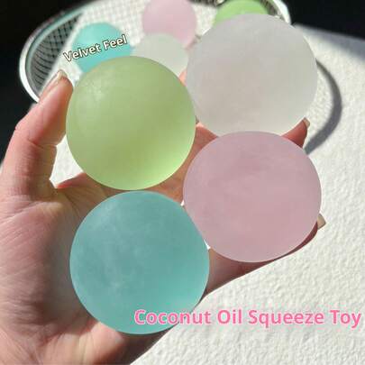 1pc Coconut Oil Squeeze Toy, Transparent Blue Malt Sugar Stress Relief Toy Ball, Moldable Non-Rebound Soft Squeeze Toy - 2026 New, Gift For Friends, Holiday Gift, Birthday Gift, Collection Gift, Gift