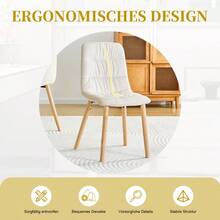 Sillas de comedor - Blanco + Madera + Tela + Madera maciza + Juego de 21 - Ver 7