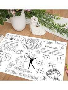 10pcs/4pcs DIY Welcome Gifts To Our Wedding, Bridal Favors, Event Placemats, And DIY Hand-Painted Coloring Cards - Featuring Patterns Of Wedding Dresses, Suits, Rings, Cakes, Etc., For Interactive Games And Wedding Party Gifts. - Multicolor - View 11