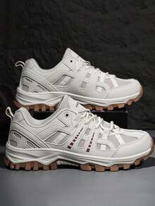 Scarpe da trekking da donna in rete per montagna, scarpe da arrampicata all'aperto, scarpe da passeggio casual, scarpe da allenamento, con lacci multicolore - Beige - Visualizzare 3