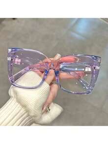 Retro Style Oversized Eye Frame - Transparent Gradient Lenses,  Light Material, Lightweight And Durable Design, Suitable Men And Women, Party, Formal Occasions And Daily Accessories, Retro Glasses, Gradient Colors ZDIY - 紅色的 - 查看 1