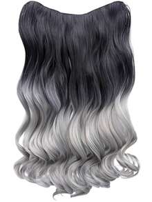 WIGGAGA 夏季时尚灵感 女士度假穿搭 情人节夏季穿搭 夏季长卷发 5 夹式接发片 女士女孩 24 英寸夹式接发片 - 漸變灰色 - 查看 9