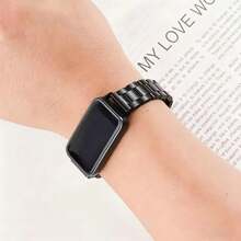 1pc Unisex Stainless Steel Watch Band, Compatible With Huawei Band 11/11Pro/10/9/8 Series Smartwatch, Business Style Accessory - Black - View 2