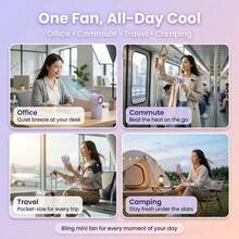 TAZTIR Bling Rhinestone Mini Handheld Fan, 17000 RPM Powerful Portable Fan With 2400mAh Rechargeable Battery, USB-C Quiet Personal Fan For Office Travel Commute Camping, Cute Gift For Her - 鑲鑽款 - 查看 6