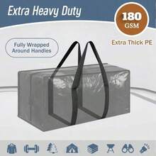 Extra Large Reinforced Handle Moving Bag, Durable Storage Bag, Suitable For Dorm Essentials, With Thickened Zipper, Applicable For College Moving Boxes - Black - View 2