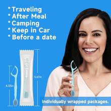 24 Pcs Easy Floss Brush, Mini Brush Disposable Toothbrushes With Floss, Travel Mint Toothbrush For On-The-Go Use, Pink & Blue - Multicolor - View 5