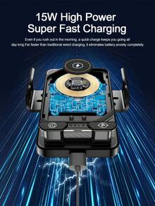 车载通用出风口电动旋转开合式手机支架，15W无线充电器，双线圈智能手机快速充电 - No magnetic attraction - 查看 6