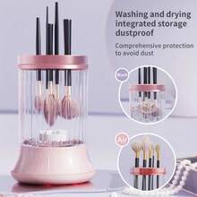 Nettoyeur de pinceaux de maquillage électrique, machine à laver automatique 2-en-1 alimentée par USB, système de nettoyage en profondeur avec stérilisation UV, convient pour le nettoyage des éponges et des pinceaux de maquillage, conception anti-éclaboussures, idéal pour le salon, les voyages, les maquilleurs, les peaux sujettes à l'acné, les professionnels de la beauté, cadeau parfait pour Noël/la Saint-Valentin - multicolore - Voir 4