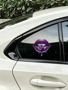 Hình dán xe hơi thiết kế môi màu tím tươi sáng, cá nhân hóa. - A - Xem 2