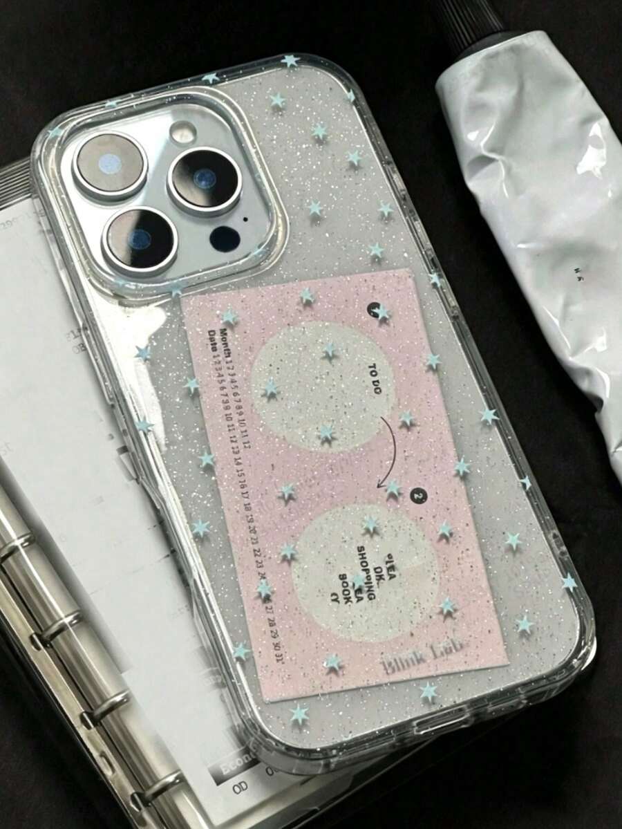 Sparkling Starlight Clear Phone Case, Compatible With 17 Pro Max/16/15/14/13/12 Pro Max/11, Cute Dreamy Glitter Shockproof Protective Cover, Korean Style Gift - Full Screen Little Stars - View 1