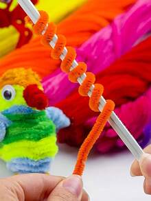 400pcs Value Pack DIY Pipe Cleaner, Macaron Colors, DIY Craft Pipe Cleaners, Random Mixed Colors Including Dense Chenille Stems, Fluffy Sticks, Craft Decor Chenille Stems Supplies - Pipe Cleaners - View 5