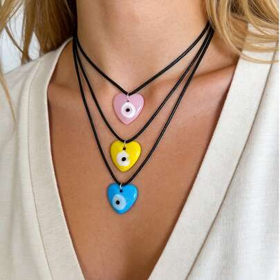 1 chiếc vòng cổ mặt dây chuyền hình trái tim bằng gốm sứ lấy cảm hứng từ đại dương, sáng tạo, thời trang, đơn giản, thanh lịch và tinh tế, làm từ dây PU - Hoàn hảo làm quà tặng cho phụ nữ, chị em gái, các cặp đôi, dự tiệc hoặc tốt nghiệp; lý tưởng để đeo hàng ngày, hẹn hò, dự tiệc, ngày lễ và kỳ nghỉ hè ở bãi biển.