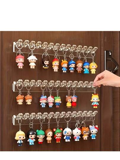 Bộ 3 giá treo trang sức gắn tường 8 lỗ kèm móc treo vòng cổ, vòng tay và bông tai - Giá trưng bày chống rối, tháp đựng trang sức.