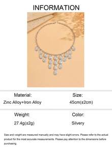 1pc Niche Design Hammered Disc Tassel Clavicle Chain, Silver Color Versatile Necklace For Women, Suitable For Daily Wear, Dates, Parties, Music Festivals - Silver - View 5
