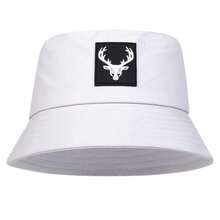 男士鹿头渔夫帽，带缝制标签，时尚休闲，适合春秋季外出、旅行、海滩、派对等场合。 - 多色 - 查看 3