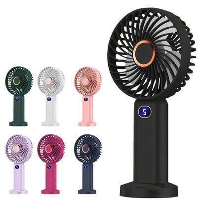 1 pièce Ventilateur portable à main, ventilateur mini 5 vitesses, fonctionnant sur batterie rechargeable, accessoires de plage, fournitures pour technicien de cils, ventilateur de refroidissement personnel compact pour femmes, convient pour le maquillage, les activités extérieures, la plage, les voyages, le bureau, la chambre, l'école, les fêtes de piscine, les cadeaux et l'usage quotidien, article de voyage essentiel, cadeau de fête des mères