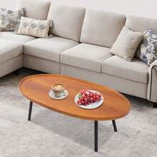 Oval, Freestanding Side Table, Load Capacity 5 Kg, Modern Coffee Table In Wood Color For Living Room, Bedroom, Office And Study, Minimalist Side Table, 120 X 60 X 38 Cm, Wood Color - Wood Color - View 7