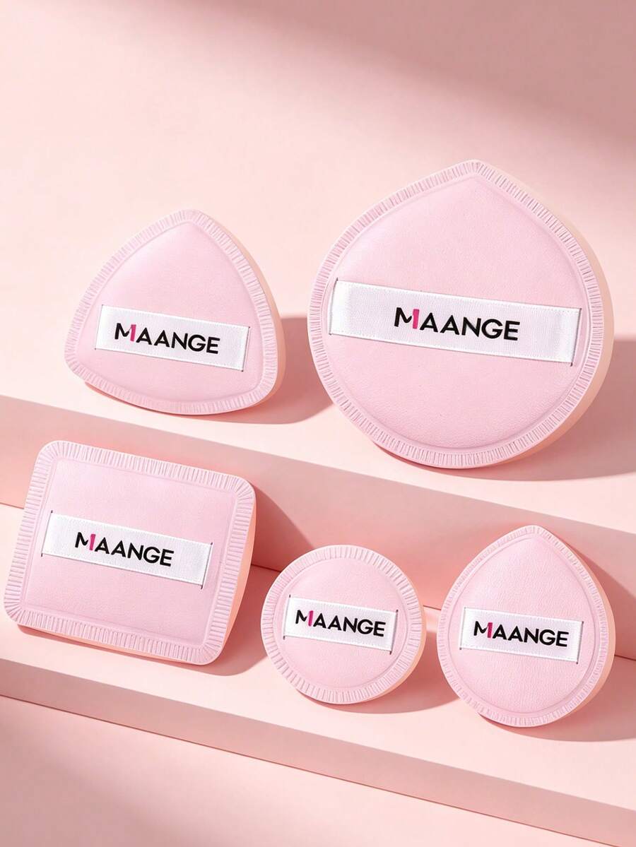 MAANGE 5個易使用乾濕兩用可重複使用化妝海綿,適合居家或旅行使用,適用於女性與女孩液態彩妝 - 粉色 - 查看 1