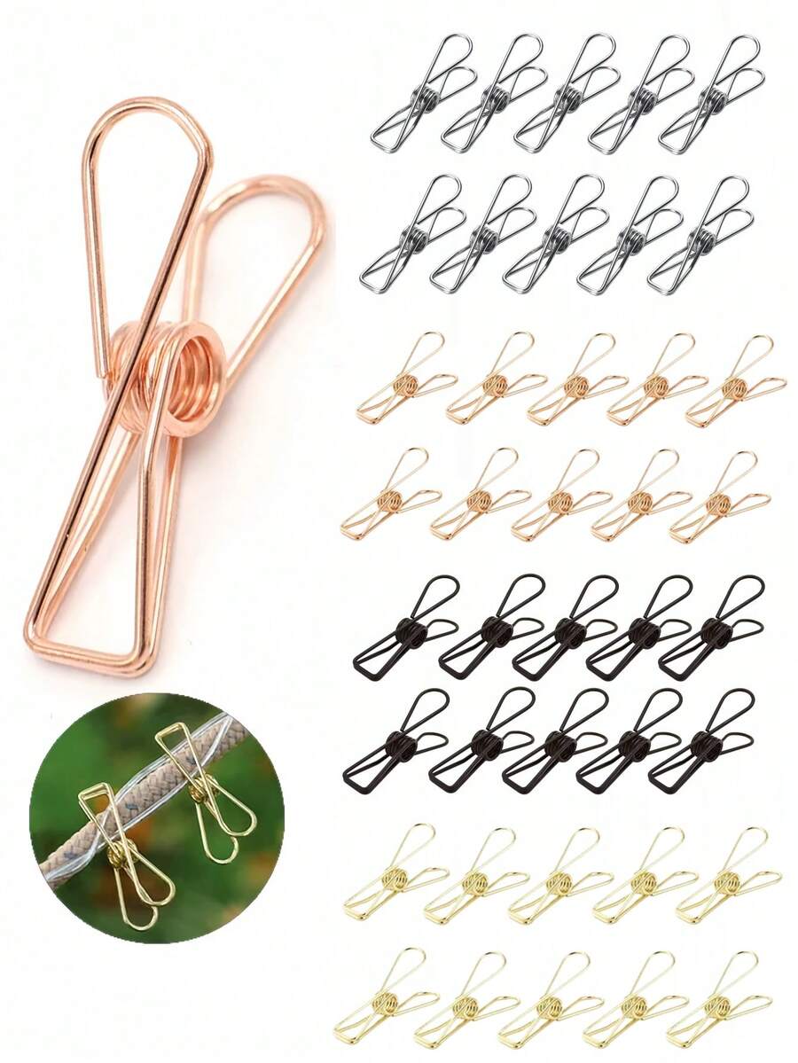 10个装帐篷灯串固定夹镂空活体食品密封袋户外露营遮阳篷金属骨架燕尾夹 - 多色 - 查看 1