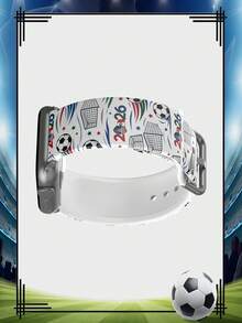 1條 2026 世界盃足球圖案印花矽膠錶帶，中性時尚矽膠錶帶，適用於 38mm 40mm 41mm 42mm 44mm 45mm 46mm 49mm，適用於 Series Ultra/S11/S10/SE/8/7/6/5/4/3/2/1，適合足球賽事運動智慧手錶錶帶配件 - 彩色 - 查看 5