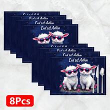 1pc/4pcs/6pcs Linen Placemat With Sheep Pattern Print, Eid Al-Adha Decor, Eid Al-Adha Gift, Suitable For Dining Table, All Season Decoration, Modern Washable Tabletop Mat, Room Decor, Coaster, Kitchen Dining Mat, Indoor Outdoor Party Decor, Home Decor, Ideal Gift - Multicolor - View 15
