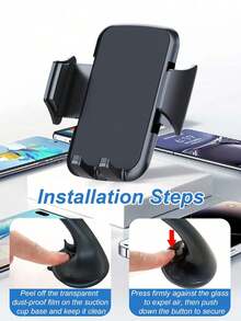 Universal Car Windshield Phone Mount – 360° Rotatable Suction Cup GPS Holder With 15KG Strong Suction & Auto Clamp – One-Hand Operation Smartphone Stand For Car Windshield, Dashboard – Fits All Phones - A - View 10