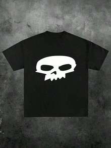 Graphic Cotton T-Shirt Toys Story Sid Skull  ,Casual Print,Comfortable And Versatile,Letter Pattern Pure Cotton 180g Printed T-Shirt Y2K,Oversize Plus Size Men's S To 5XL,Summer Tee - màu đen - Xem 9