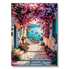 1Pc Sunny Island Flower Sea View 5D Diamond Painting Kit, Full Drill Diamond Embroidery, DIY Cross Stitch Mosaic Art, For Beginners, Home Wall Decoration & Holiday Gift 30x40cm/11.81x15.75inch - 查看 11