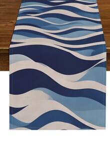 1pc Luxury Leopard Print Table Runner, Polyester Fiber African Style Design, Suitable For Indoor And Outdoor Dining, Perfect For Kitchen And Country Decor, Essential Leopard Print Decor For Family Gatherings - Baby Blue - View 6