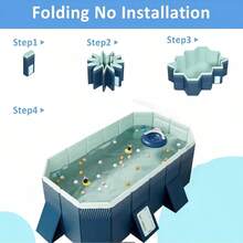 Non-Inflatable Foldable Swimming Pool For Family, Portable Above Ground Pool For Adults & Kids, Easy Setup For Outdoor, Backyard, Garden, Camping - Durable PVC - A - View 4