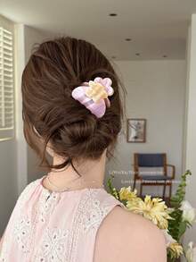 1个美人鱼花朵发夹，女士优雅发爪半盘发公主头饰，夏季 - 彩色 - 查看 5