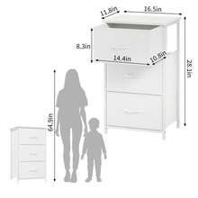 Organizador de almacenamiento multifuncional, elegante armario de 3 cajones con contenedores de tela extraíbles para dormitorio, sala de estar, armario, entrada, pasillo, lavandería - Blanco - Ver 2