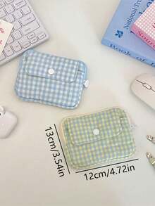 1 pieza Estuche acolchado a rayas con cremalleras superpuestas y cierres a presión - Bolsa portátil de almacenamiento de documentos y tarjetas bancarias para niñas - Multicolor - Ver 11