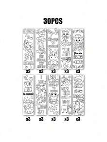 1/10/20/30pcs DIY Cute Animal Coloring Bookmarks, Handmade Craft Activity, Cute Animal Coloring Bookmarks Suitable For Book Lovers, 10 Fun Bookmark Designs, Classroom Reward Supplies, Back To School Essentials - Multicolor - View 15