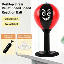 Desktop Boxing Speed Ball For Adults, Stress-Relief Gadget, Stress-Relief Boxing Speed Ball - [Upgraded Version] Red + Air Pump + Suction Cup Pressure Valve - View 5