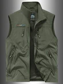 Men's Outdoor Multi-Functional Utility Vest, Spring/Summer Fishing Photography Casual Jacket With Multiple Pockets Sports - Army Green - View 2