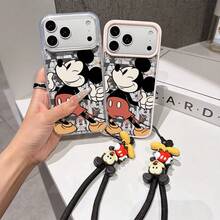 This Disney Mickey Mouse Pattern Lanyard Phone Case Features A Strong Magnetic Closure And Full Coverage Of Acrylic And TPU Material. It's Shockproof, Lightweight, And Suitable For IPhone17/16/11/13/15/15 Plus/15 Pro/15 Pro Max/12/14 Pro Max/11 Pro Max/12 Pro/12 Pro Max/13. It's A Popular Birthday Gift, Business Gift, Durable, Stain-Resistant, And Fingerprint-Resistant New Phone Case For Men And Women. It Also Includes A Mickey Mouse Phone Case And Mickey Mouse Doll Bracelet. Compatible With SamsungGalaxy S20, S21, S22, S23, And S24 Series. It's The Perfect Gift For Friends And Family. This Stylish Phone Case Is Fun, Lightweight, And Durable. IPhone17 Pro Max Phone Case, Minnie Phone Case. - 黑色 - 查看 3