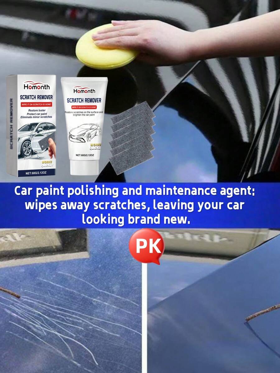 Homonth No Need To Visit 4S Store, No Painting Required! Nano-Tech, One Wipe Removes Light Scratches, Swirl Marks, Car Wash Scratches, Oxidation, Universal For All Car Colors, Polishing + Protection All-In-One, Portable For Home Use, Save Money And Time, Your Car Instantly Looks Like New!