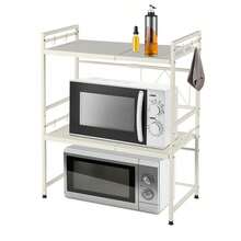 3-Tier Adjustable Microwave Oven Rack With Hooks, Non-Slip Feet, And High Load Capacity - White - View 8
