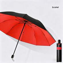 New Large Windproof Umbrella, 125cm/49.2inch Diameter, Dual-Color, Comes With Leather Case, 10 Ribs Reinforced Frame, Suitable For 2-3 People Family Outing, Multi-Person Use - Multicolor - View 10