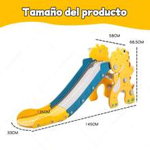 Conjunto de tobogán con tobogán extralargo y aro de baloncesto,toboganes para niños, tanto para interior como para exterior, ideales para el juego activo, el desarrollo físico y la diversión - Amarillo - Ver 5