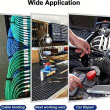 100根黑白相间（17英寸）自锁尼龙扎带，尺寸4.8*450毫米，通用尼龙扎带，塑料扎带工具紧固件，拉链扎带，适用于日常汽车维护 - 100PCS - 查看 5