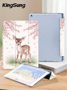 Kingsung 樱花树下小鹿图案平板电脑保护套，兼容 iPad 9.7/10.2/10.5/10.9/12.9/Pro 11（第十代）、Air 8 (M4) 2026（11/13 英寸），兼容三星 Galaxy Tab S6 Lite 10.4 英寸，兼容 Kindle Paperwhite 第十二代（2024 年）、Kindle 第十一代（2022 年），提供轻柔防摔保护，支持智能支架/自动唤醒/睡眠功能。 - 彩色 - 查看 4